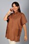 Women's Collared and Pocketed Hooded Poncho with Buttons on the Sides and Zipper on the Front - 3