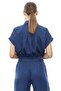 Women's Snap Fastener Short Sleeve Crop Shirt - 6