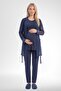 Mecit 6406 navy blue lace robe & maternity pajama set - 2