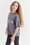 Girl's Print Detailed T-Shirt - 4