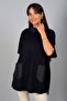 Women's Collared and Pocketed Hooded Poncho with Buttons on the Sides and Zipper on the Front - 3