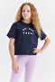 Girl's Embossed Print Detailed T-Shirt - 4