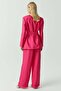 Women's Elastic Waist Satin Trousers - 3