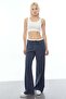 Color Mixed Trousers with Waist Detail - 2