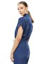 Women's Snap Fastener Short Sleeve Crop Shirt - 5