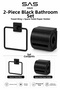Black 2-Piece Bathroom Set – Square Towel Holder and Toilet Paper Holder with Spare Container Wc Paper Holder - 3