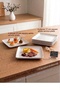 6 pieces 17 cm white square serving plate unbreakable melamine cake plate appetizer plate (17 x 17 cm) - 2