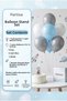 Silver Rocket Figured Number Cake Candle and Tabletop Balloon Stand Set - Space Birthday Decoration Combination - 4