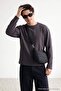 Anthracite Oversize/Comfortable Fit Basic Sweatshirt Tmnaw27Sw00024 - 3