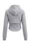 Gri Melanj Fitted/Vücuda Oturan Kapüşonlu Dikişli ve Fermuarlı Örme Hırka/Sweatshirt TWOAW27SW00092 - 9