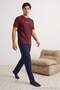 Burgundy - Navy Blue Regular Fit Slogan Printed Knitted Pajama Set Tmnaw27Pt00015 - 3