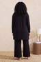 Black Robe with Straps Knitted Plus Size Pajama Set Tbbss26Ai00086 - 3