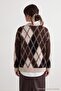 Stone Soft Textured Plaid / Checkered Thick Oversize Crew Neck Knitwear Sweater Tctaw27Ak00002 - 3