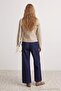 Koyu Mavi Beli Lastikli Yüksek Bel Wide Leg Jeans TWOAW27JE00215 - 3