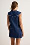 Mavi Yaka Detaylı Kolsuz Mini Denim Elbise TWOAW27EL00146 - 4
