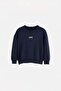 Navy Blue Boys' Cotton Thick Embroidered Knitted Sweatshirt Without Patches Tkdaw27Sw00062 - 5