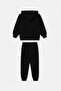 Siyah Kız Çocuk Kapüşonlu Kalın/İçi Polarlı Sweatshirt ve Eşofman Alt Üst Takım TKDAW27AU00023 - 7