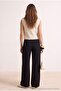 Siyah Wide Leg/Geniş Paça Yanları Düğmeli Dokuma Kumaş Pantolon TWOSS20PL0398 - 4