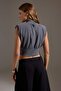 Antrasit Düz Fitted Dik Yaka Belden Oturtmalı Kolsuz Crop/Kısa Modal Kumaş Örme Bluz TWOAW27BZ00085 - 4