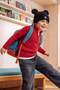 Red Boy's Stand Collar Zippered Embroidered Knitwear Sweater Tkdaw27Kz00033