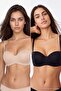 Black-Tan 2-Piece Micro Covered Strapless Bra Thmaw27Su00013