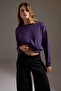 Koyu Mor Soft/Yumuşak Dokunuşlu Oversize/Geniş Kesim Bisiklet Yaka Örme Sweatshirt TWOAW27SW00143