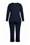 Navy Blue Crispy Floral Patterned Bowknot Camisole Plus Size Pajama Set - 8