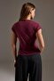 Bordo Düz Fitted/Vücuda Oturan Dik Yaka Ay Kol Kemerli Modal Kumaş Örme Bluz TWOAW27BZ00155 - 4