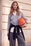 Wardrobe Essentials Gray Polo Collar Waist Detail Soft Knitwear Sweater Twoaw27Kz00163