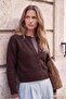 Wardrobe Essentials Kahverengi Yünlü Bisiklet Yaka Basic Triko Hırka TWOAW27HI00098 - 3