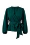 Emerald Green Double Breasted Tie Detail Plus Size Blouse Tbbaw27Af00007 - 5