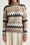 Mink Geometric Patterned Soft Textured Knitwear Sweater Twoaw27Kz00175 - 3