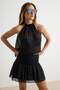 Black Glitter Sleeveless Woven Bottom - Top Set Tpraw27Au00006