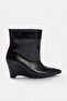 Black Crocodile 8 cm Women's Wedge Heeled Boots Takaw27Bo00016 - 3