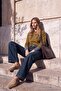 Wardrobe Essentials Koyu Mavi Az Esnek Yüksek Bel Wide Leg Geniş Paça Jeans TWOAW27JE00068 - 2