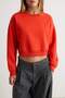 Kırmızı Kalın İçi Polarlı Oversize Crop Bisiklet Yaka Örme Sweatshirt TWOAW27SW00144 - 3