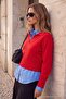 Wardrobe Essentials Kırmızı Polo Yaka Belden Oturma Detaylı Yumuşak Triko Kazak TWOAW27KZ00163 - 3