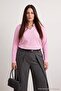 Pink Lycra Combed Cotton Single Jersey Knitted Plus Size Blouse - 3