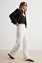 Beyaz Düz Wide Leg/Geniş Paça Kruvaze Kapama Detaylı Scuba Krep Örme Pantolon TWOAW27PL00041 - 2