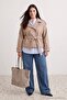 Mink High Collar Belted Double Breasted Oversize Short Cashmere Plus Size Coat Twoaw27Dd00010 - 4