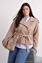 Mink High Collar Belted Double Breasted Oversize Short Cashmere Plus Size Coat Twoaw27Dd00010 - 3