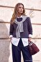 Wardrobe Essentials Lacivert Çizgili Oversize Bisiklet Yaka Triko Kazak TWOAW27KZ00220 - 2