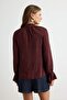 Bordo Fular Detaylı Dokuma Gömlek TWOAW27GO00105 - 5