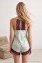 Mint Lace Rope Strap Woven Pajama Set with Satin Shorts Thmss22Pt0269 - 4