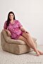 Pink Striped Satin Large Size Woven Pajama Set Tbbaw27Ai00058 - 2
