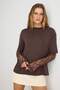 Kahverengi Oversize/Geniş Kalıp Dantelli Soft/Yumuşak Dokunuşlu Örme T-Shirt TWOSS26TS00191 - 2