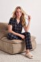 Black 100% Cotton Plaid Knitted Pajamas Set Thmaw27Pt00141 - 2