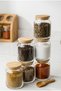 Set of 6 300 ml Glass Spice Jars with Bamboo Lids |   Spice Jar, with Gift Label - 3