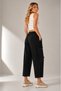 Women's Black Linen Pocket Washable Bohemian Pinterest Loose Wide Leg Pants - 4
