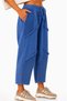Women's Blue Linen Pocket Washed Bohemian Pinterest Loose Wide Leg Pants